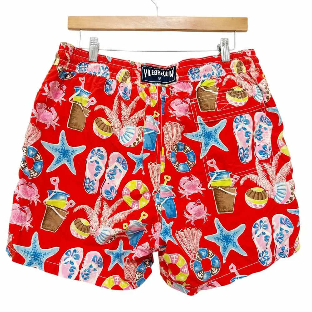 Vilebrequin Moorea Red Starfish Crab Flip Flop Beach Toys Bathing Suit Sz XL